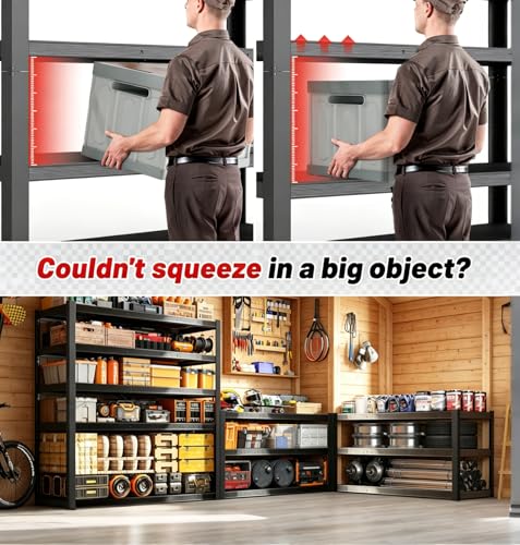 84" H 5-Tier Heavy Duty Storage Shelves, 3000LBS Capacity Adjustable Metal Industrial Garage Shelving Units,Freestanding Storage Rack for Shop and Warehouse, 84" H x 55" W x 24" D - size: 84"H × 55"W × 24"D
