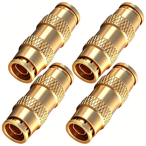 1/2" DOT Brass Push to Connect Air Brake Fitting, 4 Pack Pneumatic Tube Union Connector, 1/2 Inch Tube OD Push-in Fitting for Truck Trailer Air Lines & Industrial Piping Systems - size: 1/2inch