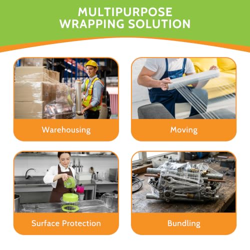 PSBM Stretch Wrap, 256 Rolls 12 Inch x 1500 Feet 80 Gauge Heavy Duty up to 800% Ultimate Stretch Clear Plastic Wrap Industrial Strength Shrink Film for Moving, Packing & Shipping - size: 256 Pack, style: 80 Gauge