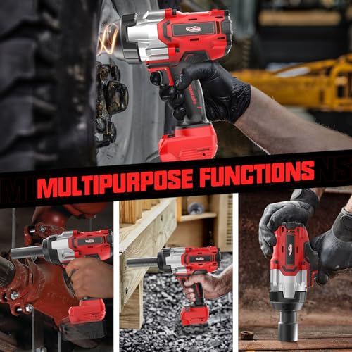 Cordless Impact Wrench 3/4" Compatible with Milwaukee 18V Battery, 1850Ft-lbs(2500N.m) High Torque Impact Gun Heavy Duty, Brushless Electric Power Impact Driver with 4 Speed Modes & LED Work Light - size: 3/4" 2500NM Compatible with Milwaukee