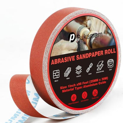 Emery Cloth Roll 240 Grit 1" x 98' for Metal & Wood - size: 240 Grit