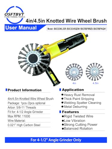 Wire Wheel Brush 4in for 4-1/2" Angle Grinder, 5/8-11 Thread, 1pcs - style: 4in Knotted