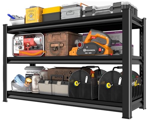 Metal Storage Garage Shelving - 48" W x 16" D x 39" H Black - size: 3T-BK-48"Wx16"D