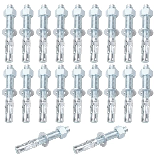 3/4" x 5-1/2" Concrete Anchor Bolts, 20PCS Zinc-Plated Carbon Steel Wedge Anchor