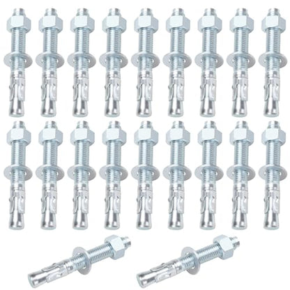3/4" x 5-1/2" Concrete Anchor Bolts, 20PCS Zinc-Plated Carbon Steel Wedge Anchor