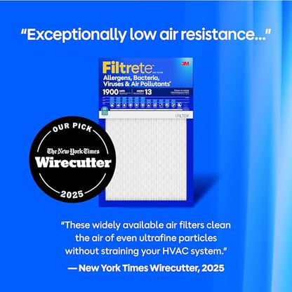 Filtrete 14x14x1 Air Filter, MERV 13, MPR 1900, 2 HVAC Filters - size: 14x14x1