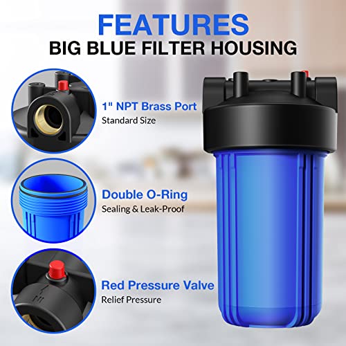 SimPure DB10P 10" *4.5" Whole House Sediment Water Filter Housing - size: 1 Count (Pack of 1), style: System (10 Inch x 4.5 Inch)