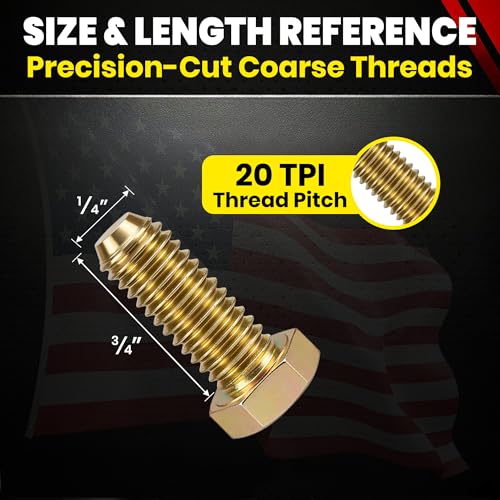 Chenango Supply 1/4-20 x 3/4" Grade 8 Hex Head Bolts - size: 1/4-20x3/4 50pcs