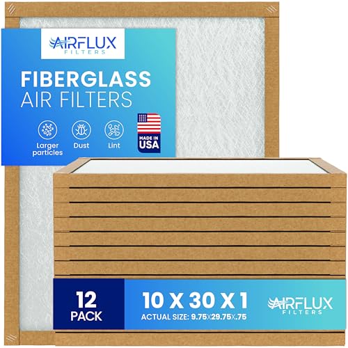 Fiberglass Air Filter -10x30x1Air Filter 12 Pack - Non Pleated 10"x30"x1", AC Filters for Home, Fiberglass, HVAC filters, Heater, Furnace Catcher for Dust - 1 YEAR SUPPLY - style: 10"x30"x1"
