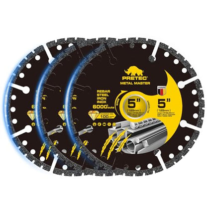 5 Inch Diamond Cut Off Wheels, Angle Grinder Cutting Disc for Metal, 3PCS - size: 5 INCH