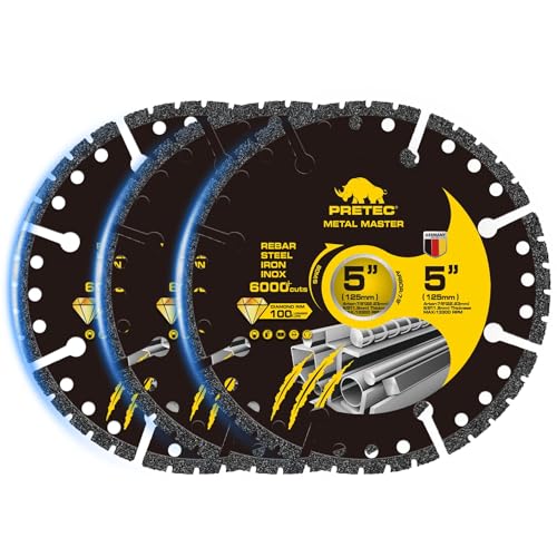 5 Inch Diamond Cut Off Wheels, Angle Grinder Cutting Disc for Metal, 3PCS - size: 5 INCH