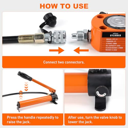 Nilight 5 Ton Hydraulic Cylinder Jack Porta Power Ram Kit with Hand Pump - size: 5T Jack + Hand pump