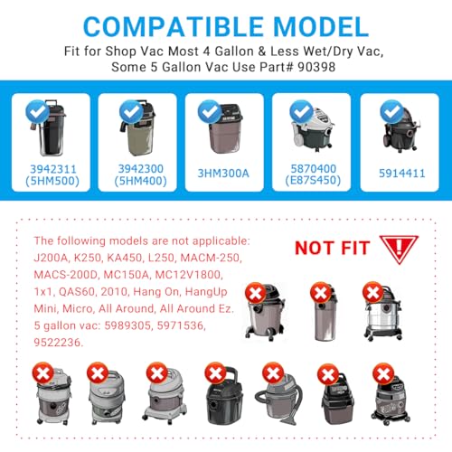 90398 Shop Vac Filters Kit Fit for Shop Vac Small Cartridge Filter Type AA