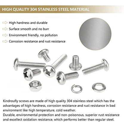 102 Pieces M6 x 10/12 /16/20 /25/30 /35mm Phillips Pan Head Machine Screws Nuts Washers Assortment Kit, 304 Stainless Steel, Fully Machine Thread - size: M6, style: Phillips Pan Head