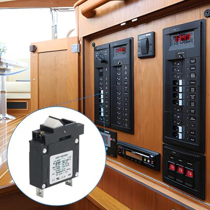 GLOSO Single Pole Miniature Circuit Breaker Manual Reset Switch Yachts Campers Caravans Control Panel M4 Screw Black Rocker 30A J1P - color: Black Rocker J1P, size: 30A