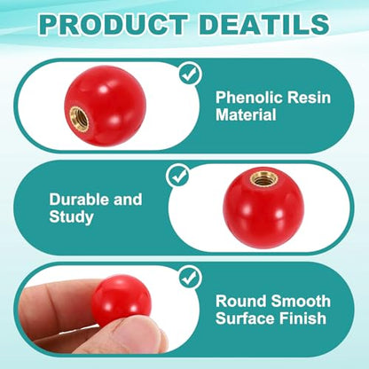 uxcell 4Pcs Threaded Ball Knobs, M8 x 32mm Phenolic Plastic Thread Ball Handles Balls Nuts Knob Caps Nut Balls with Threaded Insert for Machine Lever Handle DIY Project, Red - color: Red, size: M8 x 32mm