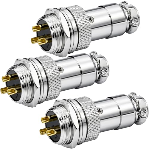 GX16 3 Pin Aviation Connector Plug, 16mm Mounting Hole, 7A 125V Male Female Aviation Plug, Industrial Electrical Connector for Aviation High Speed Rail Ship Equipment, Pack of 3 - size: 16-3P