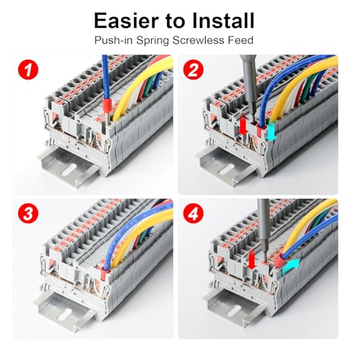 100Pcs PT2.5 Push-in Terminal Blocks, 2.5mm²Cable - color: Grey, size: 100 Pcs