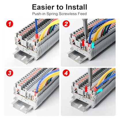 100Pcs PT2.5 Push-in Terminal Blocks, 2.5mm²Cable - color: Grey, size: 100 Pcs
