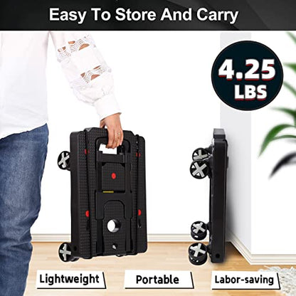 GtIiFmTe Foldable Hand Truck, Lightweight Luggage Cart for Airport Car Seat - size: 4 Wheels-Non Stretchable