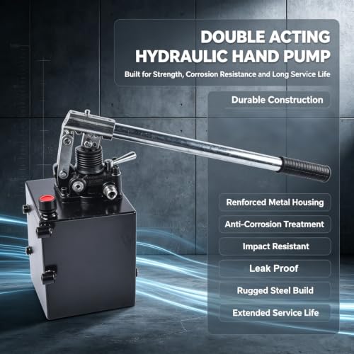 Double Acting Hydraulic Hand Pump, 5 QTs Tank, 2.7 CID, 3600 PSI - size: 5 QTs, 2.7CID