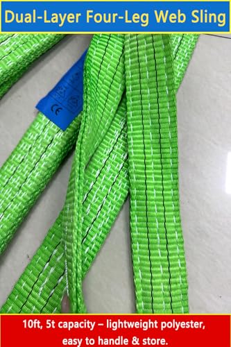 Four Leg Bridle Web Sling 10ft 11023lb Web Slings Belt Type with Hook 3.0 m 5000 kg Light Weight and Flexible Capacity Steel Sling [4leg 5.0t 3m] - size: 10ft 4leg 11023lb