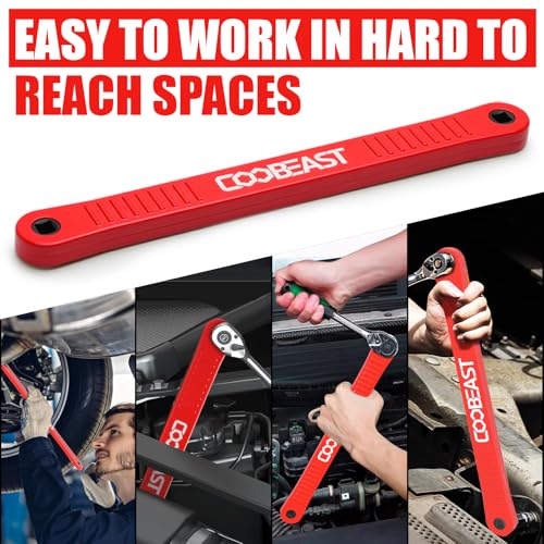 3/8" Offset Extension Wrench Impact Ready Socket Wrench Extender Tool（Red） - color: Red, size: 13.4 inch