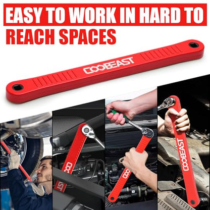 3/8" Offset Extension Wrench Impact Ready Socket Wrench Extender Tool（Red） - color: Red, size: 13.4 inch