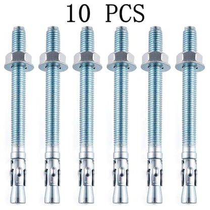 10 Pcs 1/2" x3-1/2 Wedge Anchors,Heavy-Duty Mounting Bolts for Concrete - size: 1/2"x3-1/2"