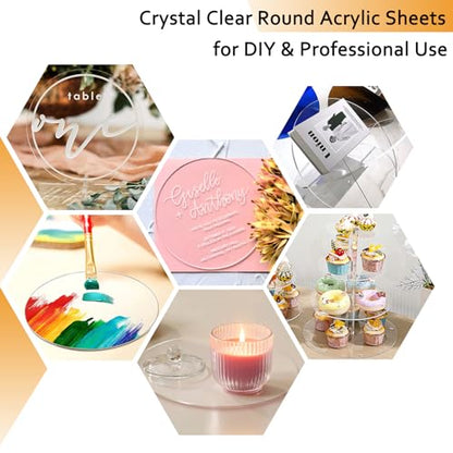 2 Pieces 1/8" Clear Circle Acrylic Sheet, 24 Inch Diameter Plexiglass Sheet, Round for Cake Discs, Plexiglass Table Top, Acrylic Backdrops and DIY Display Projects Craft - size: 24 Inch Diameter, 1/8" Thick