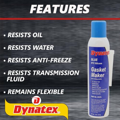 Dynatex Blue RTV Silicone Gasket Maker 8 oz Automatic Can (1 Pack) - size: 8oz