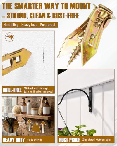 420pcs 4 Sizes Self Drilling Drywall Anchors with Screws Kit, Heavy Duty Zinc Alloy Hollow Wall Anchors, Sheetrock Plasterboard Anchors 0.47x1.18inch, No Drill Self Tapping Dry Wall Screw Anchor Set - size: 420Pcs 4 Size Kit
