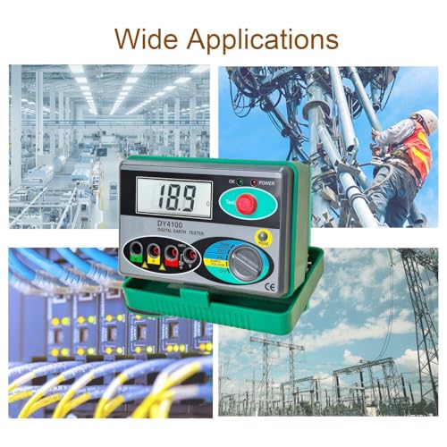 Professional Digital Earth Ground Tester Kit - 2000Ω Resistance & 30V AC Voltage Meter | 3-Wire & Simplified Testing, IP54, LCD, Battery Indicator - for Electricians, Industrial Uses