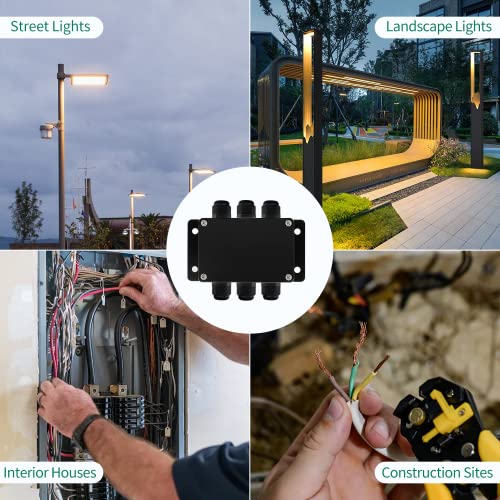 ABS IP67 Waterproof Dustproof Electrical Junction Box, with 15A 600V Barrier Terminal Cable Connector, 3 in/3 Out Power Junction Box（3.93 * 2.67 * 1.96in） - size: 3T3 3.93" x 2.67" x 1.96"