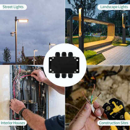 ABS IP67 Waterproof Dustproof Electrical Junction Box, with 15A 600V Barrier Terminal Cable Connector, 3 in/3 Out Power Junction Box（3.93 * 2.67 * 1.96in） - size: 3T3 3.93" x 2.67" x 1.96"