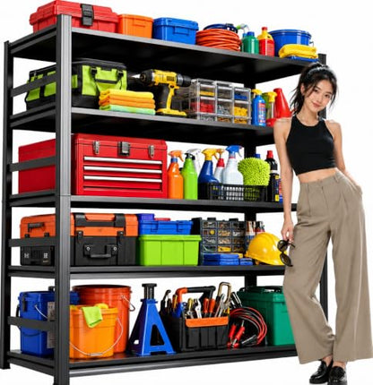 Book Shelf, Metal Bookshelf with Double-Layer Columns, Adjustable Bookcase - size: 48"Wx 24"Dx 88"H