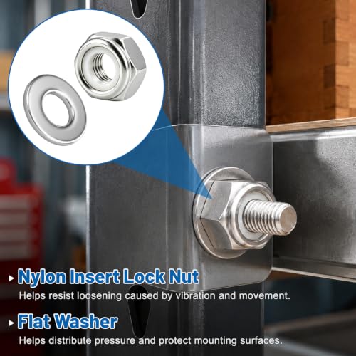 5/16-18 Lock Nut 150Pcs Stainless Steel Nylock Locking nut with Washer - size: locknuts-5/16" 150pcs
