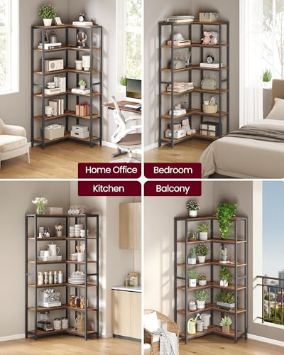 VASAGLE 6 Tier Bookshelf, Convertible Corner Shelf, 40.2 x 9.4 x 69 Inches - size: 6 Tiers (40.2"W)