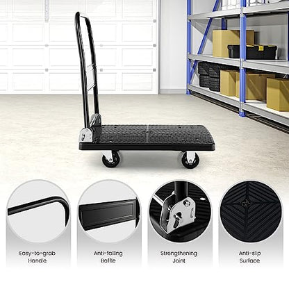 IRONMAX 440 LBS Heavy Duty Steel Foldable Platform Dolly, Black - style: Black 440lbs