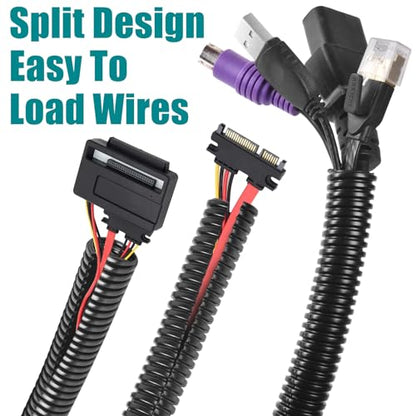 1/4 Inch Wire Loom Split Tubing - 15 ft Cord Protector Electric Wires Covers, Automotive Wire Flexible Conduit, Plastic Wire Cover with Cable Zip Tie (1/4"-15ft) - size: 1/4"-15ft