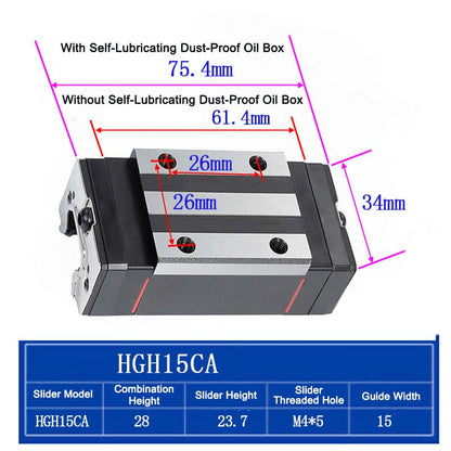 HGH15CA Linear Slider Bearing, 2pcs HGH15CA Square Bearing Slider Block for CNC Linear Guide and Machines - size: HGH15