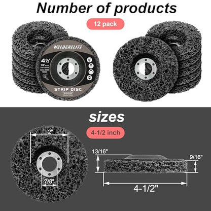 12-Pack 4-1/2" Paint Stripper Discs for Angle Grinder, Rust & Paint Removal Wheels for Metal and Wood – Black - style: 4-1/2 in - 12 pk