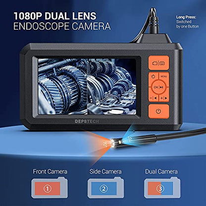 DEPSTECH Endoscope Camera with Light, Dual Lens Inspection Borescope 16.5FT - color: Orange