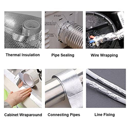 Glass Fiber Cloth Aluminum Tape Silver, Reinforced Self-Adhesive Heat Reflective Tape, Heat Jacketing Insulation Resistant High Temperature HVAC Tape, Metal Repair Duct Tape (2.36inch x 82ft) - size: 2.36inch x 82ft