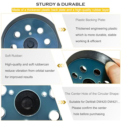 Standard 5" Hook and Loop Replacement Sander Pad for Porter Cable 343/343k, 390/390K, 382, 343VSK Orbit Sander
