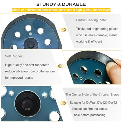 Standard 5" Hook and Loop Replacement Sander Pad for Porter Cable 343/343k, 390/390K, 382, 343VSK Orbit Sander