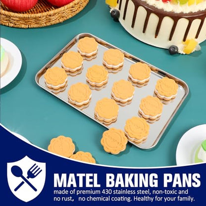 Mimorou 12 Pcs Stainless Steel Baking Sheet Cookie Pans, 8 x 5.9 Inches - size: 8 x 5.9 inches