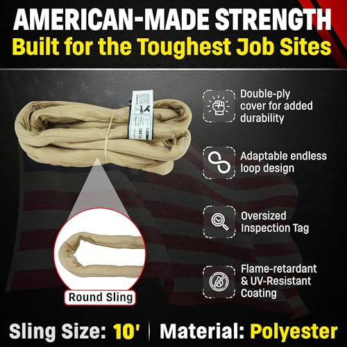 Chenango Supply VR4 10ft Tan Endless Round Polyester Rigging Sling - size: 10 ft