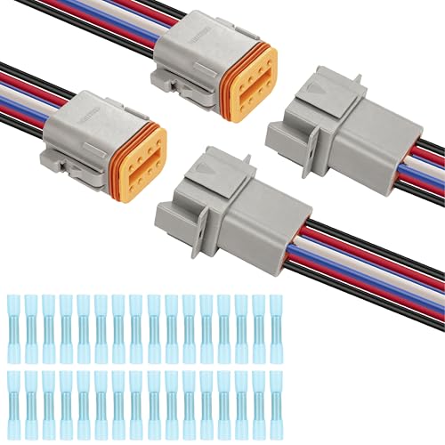 Deutsch DT 8 Pin Grey Male Female Wiring Harness Connector 2 Kits, 16 AWG - color: 2 Sets-Grey, size: 8Pin