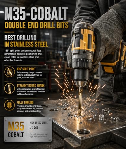 HSS Cobalt Drill Bit Double End 7/32 in. Stubby Body Drill Steel Metal Iron-10Pcs - size: 7/32"(10Pcs)